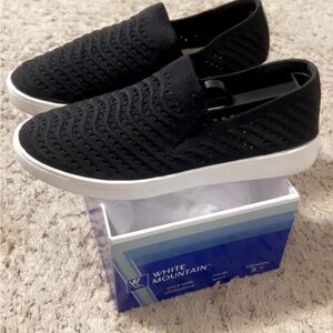 White Mountain Black Slip-On Shoes